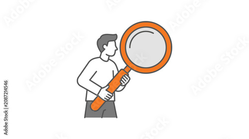 Bild auf Leinwand Man holding a large magnifying glass.