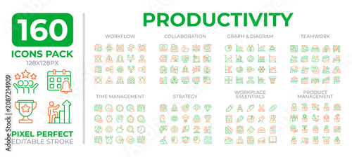 Canvastavla Productivity two color line icons set collection