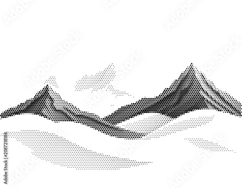 Photography Peak hill mountain landscape displaying beautiful outdoor nature travel tourism scenery monochrome black white dotted pattern texture