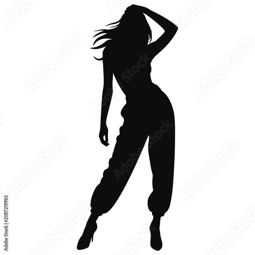 Woman Silhouette Against White Background Fashion Illustration.