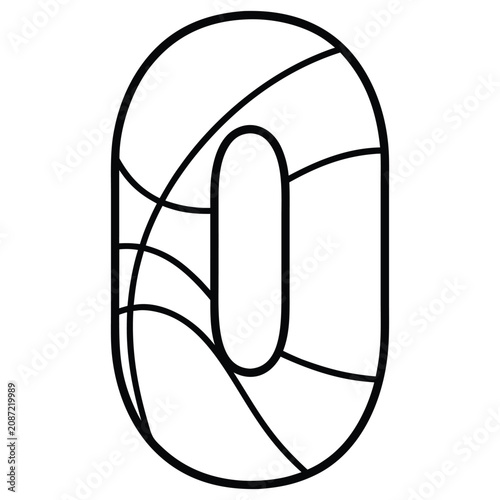 Number zero Basketball Silhouette Black And White Line Art Graphic.