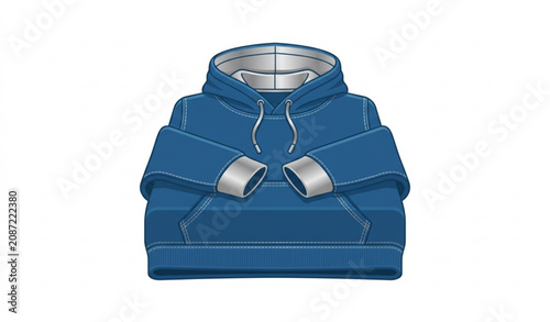 Fotografie Folded Premium Winter Hoodie with Heavyweight Frost Blue Fabric Vector Illustrat
