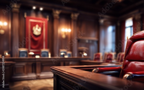 Elegant High Court Chamber Interior with Formal Design and Rich Details