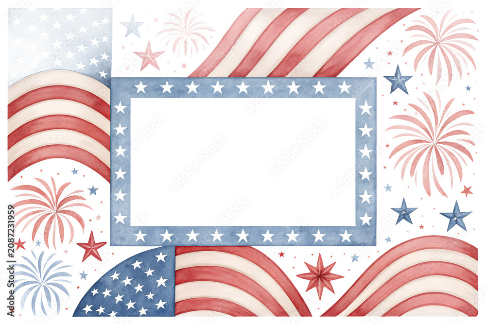 Obraz premium Patriotic fourth of july photo frame