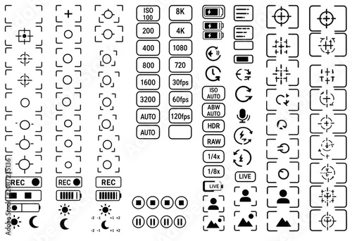 Konstfotografi Camera settings icons for photography and videography equipment