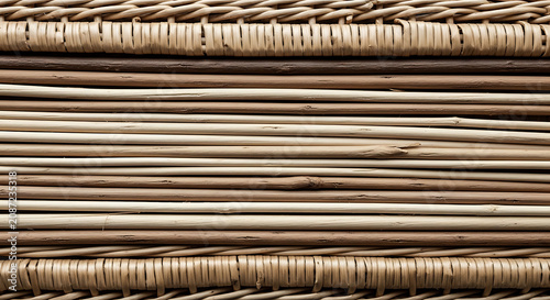 Natural wicker and wooden reed texture background for abstract design banner