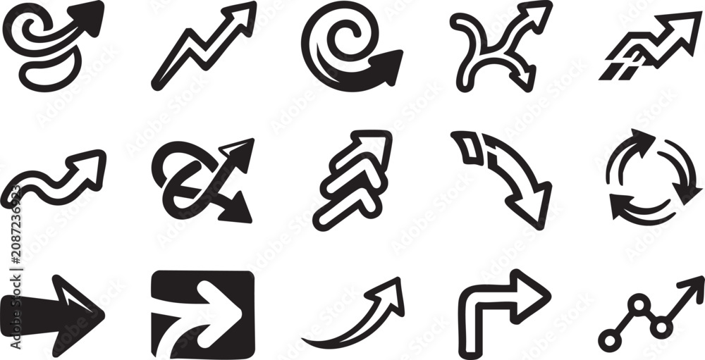 Fototapeta premium Dynamic Direction Arrow Icon Collection for Modern Interfaces
