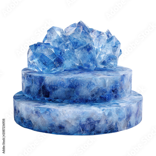 Blue Crystal Display Podium for Premium Product Presentation, Isolated