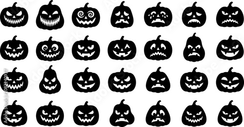 Halloween pumpkin faces clip art
