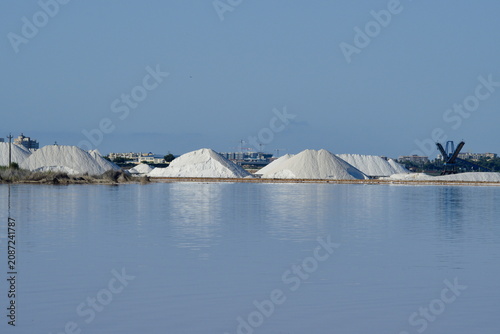 View of the Torrevieja salt flats in Spain.