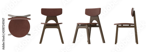 фотографія Modern wooden chair with textured upholstered seat and backrest