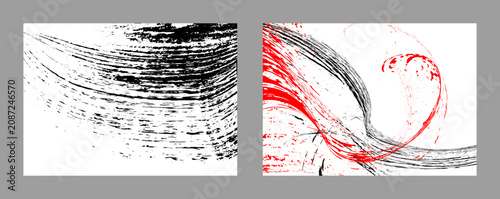 Strokes of black and red paint on a white background. Set of two templates. Graffiti element. Design template for the design of banners, posters, booklets, covers, magazines. EPS 10