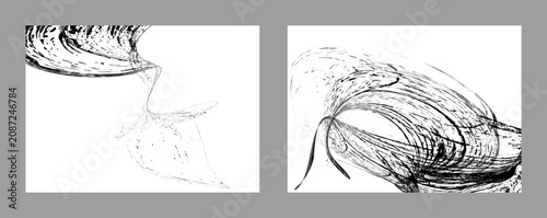 Strokes of black paint on a white background. Set of two templates. Graffiti element. Design template for the design of banners, posters, booklets, covers, magazines. EPS 10