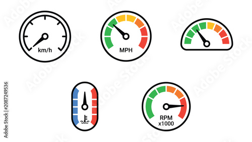 Quadro su tela Collection of speedometer and gauge icons for automotive and industrial applicat