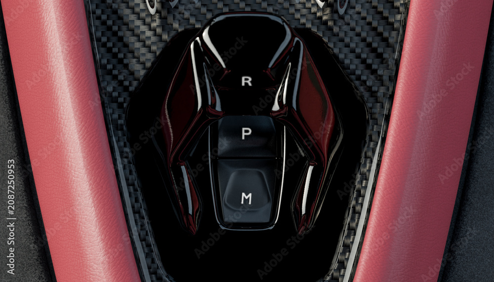 © ADDICTIVE STOCK - Close-up of sport car gear selector on carbon fiber trim © ADDICTIVE STOCK - Close-up of sport car gear selector on carbon fiber trim