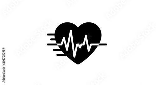 Bild auf Leinwand Fast Heartbeat ECG Line Icon with Speed Effect