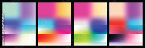 Obraz na płótnie Abstract colorful blurred rectangles in four panels  vibrant multicolored shapes
