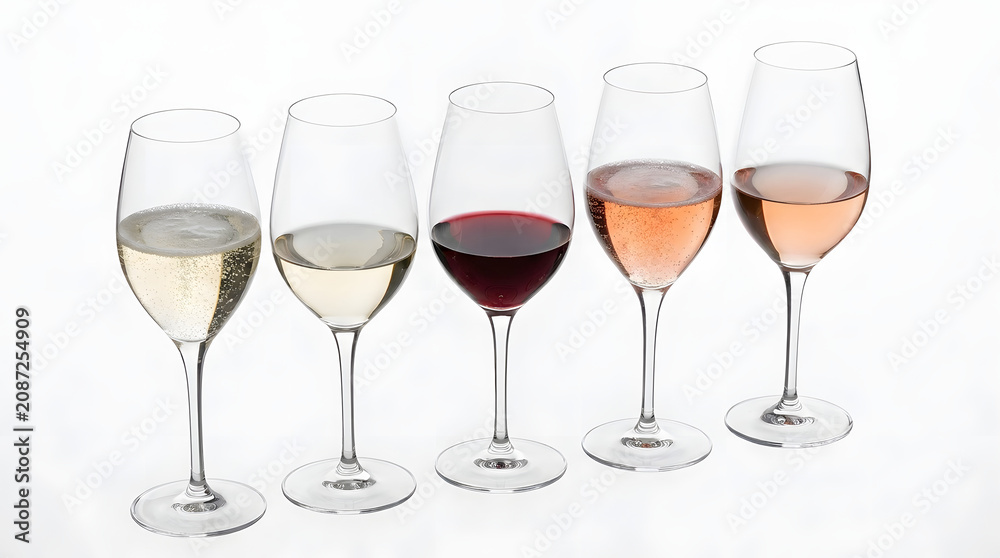 Fototapeta premium elegant wine glasses on white background