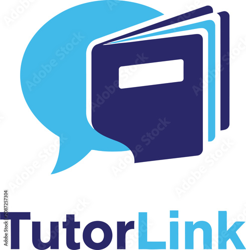 Tutorlink logo with book and speech bubble icon