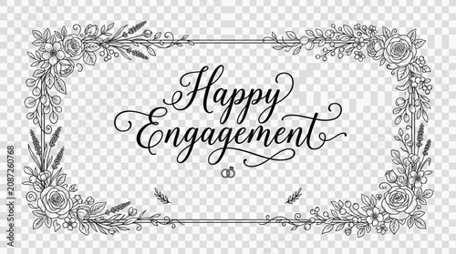 Cuadro en lienzo engagement celebration decorative floral frame.