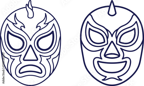 Halloween angry ghost masks spooky lucha libre inspired illustrations