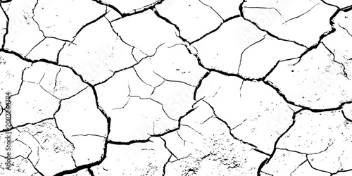 Foto Organic cracked earth texture with natural fracture lines in bold monochrome, ideal for geological themes, decay concepts, or rustic background elements