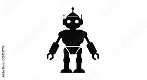 Obraz na plátně Robot Silhouette On White Background Minimalist Design