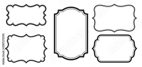 Collection of decorative vintage frames and ornate labels in a classic minimalist vector style