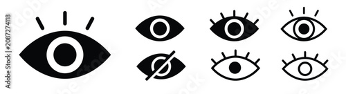 Foto Eye Icons Vector Set for View Visibility Show and Hide Password