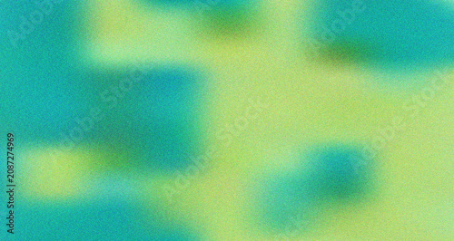 Vibrant teal and lime green abstract shapes create a dynamic blurred grainy modern art texture