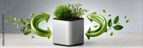 Smart composter transforming food waste into nutrient rich soil, promoting sustainability and circular economy in modern kitchens with an organic recycling process