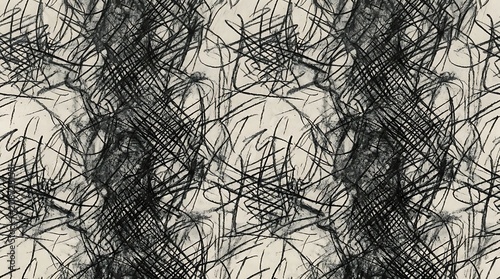 Abstract Charcoal Sketch Pattern with Messy Scribble Pencil Lines