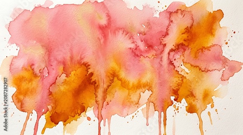 Pink and orange watercolor paint wash on textured paper