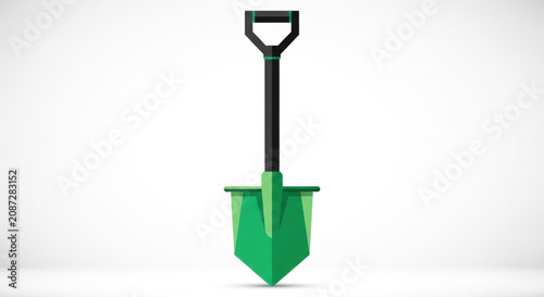 Modern Green Garden Shovel Isolated On White