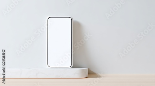 minimal device on clean surface emitting soft light instead of screen content, modern tech concept, neutral background, empty space for text, ultra realistic