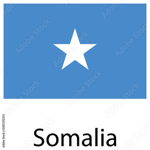 National flag of somalia featuring light blue background and central white star five pointed national sovereignty patriotic identity political official patriotism isolated