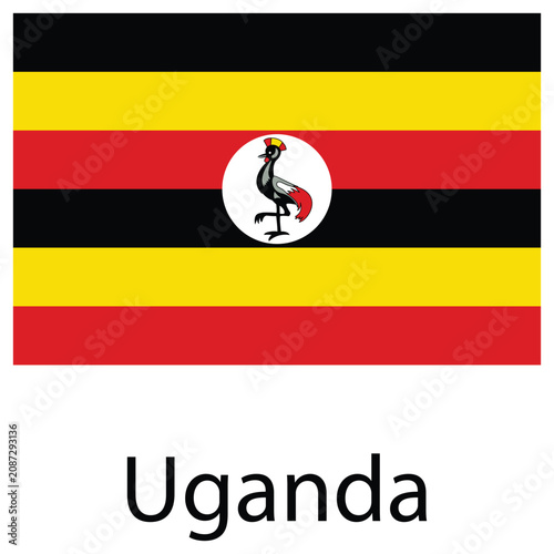 National flag of uganda horizontal stripes of black yellow red with a central grey crowned crane national patriotic sovereignty government independence identity political