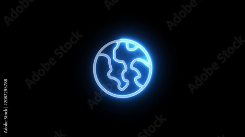 Digital Globe Animation on Black Background Glowing Holographic Earth with Cyber Tech Rings and Data Particles for Global Connectivity Network and Security Backdrop