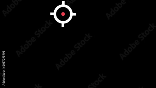 White picture of sight on a black background. sniper aiming device. Distortion liquid style transition icon for your project.