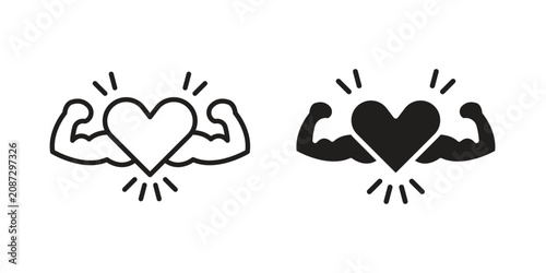 Schilderij op canvas Strong heart icon for mobile application, button and website design