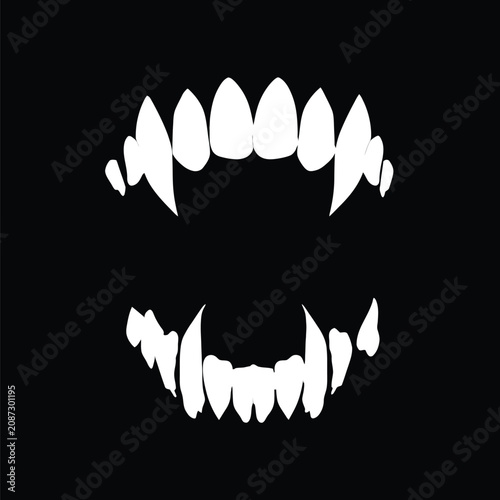 Sharp teeth silhouette against a black background stylized monster fangs