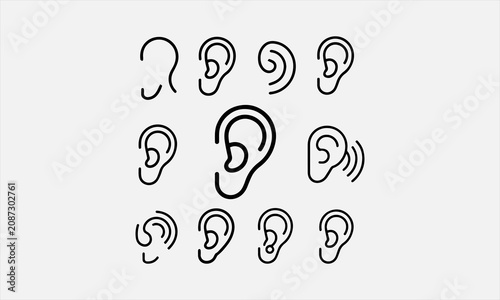 Ear Line art vector icon set creative abstract design vector illustration