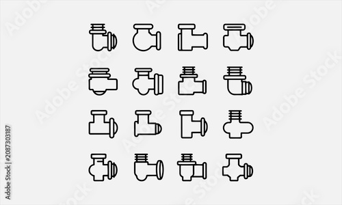 Cuadro en lienzo Gas pipe reducer Line art vector icon set modern pattern vector illustration