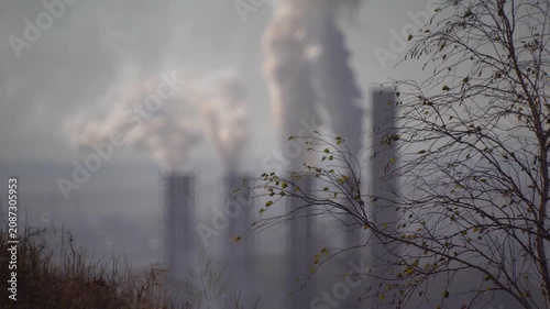 Environmental pollution caused by smoke emissions from the stacks of a large metallurgical plant