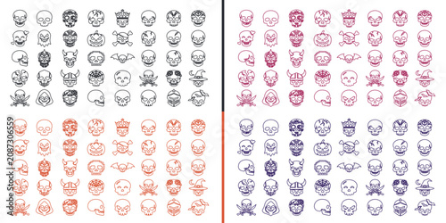 Billede på lærred A Collection of Skulls and Crossbones Icons