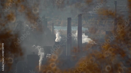 Environmental pollution caused by smoke emissions from the stacks of a large metallurgical plant