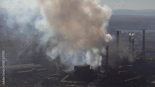 Environmental pollution caused by smoke emissions from the stacks of a large metallurgical plant