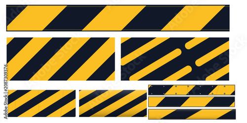Yellow and black diagonal warning stripe tape pattern