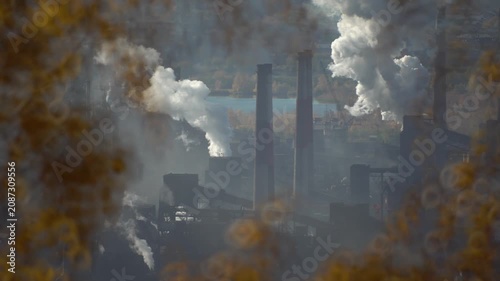 Environmental pollution caused by smoke emissions from the stacks of a large metallurgical plant