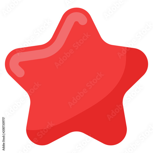 Red star shape icon. Vector illustration.